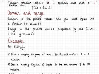 Functions Notes (IGCSE Cambridge Additional Mathematics)