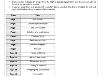 Reading Exam Practice - French GCSE