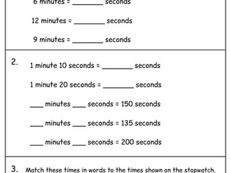Tell the time worksheet Year 3