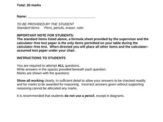 Quadratics and Cubics Test