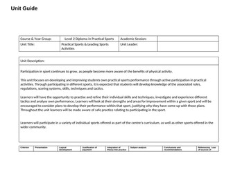 Unit Guide (Annual) - Level 2 Diploma in Sport