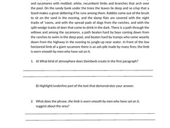 'Of Mice and Men' Chapter 1 Comprehension