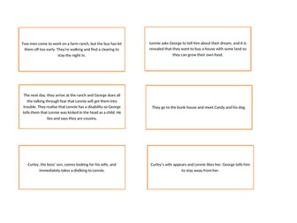 'Of Mice and Men' Plot Summary Cards