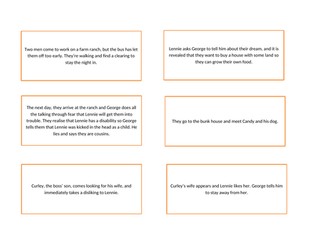'Of Mice and Men' Plot Summary Cards