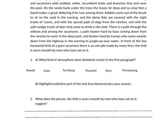 'Of Mice and Men' Chapter 1 Lower Comprehension