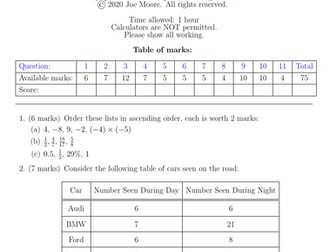 13+ maths paper 1