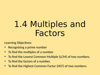 Multiples, Factors, HCF & LCM - mixed ability