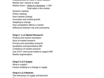 Edexcel A level Topic Revsion list for 2022
