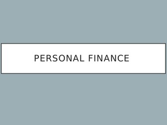 Personal Finance SEN E2 - Level 1