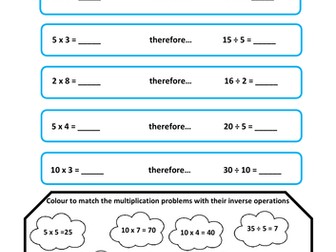 Multiplication and Division Inverses 2, 5 and 10