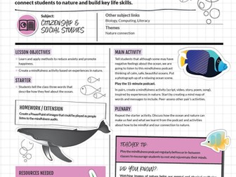 Ocean Mindfulness: (KS3 PSHE: Mental health and connecting to nature)