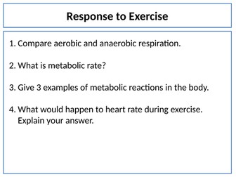 Response to Exercise (Respiration)