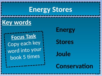 Energy Stores and practical task
