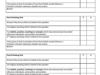 Eduqas Marking Grid for self assessment and teacher assessment (b style questions)