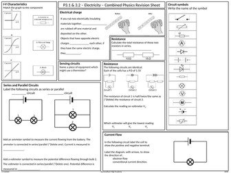 OCR Gateway GCSE Comb Science Physics P3 Revision Mat