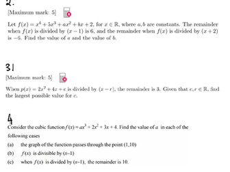 IB HL A&A - 2.12 - Polynomial Functions