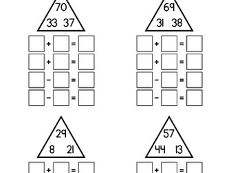 Addition and Subtraction - Fact Families Worksheets