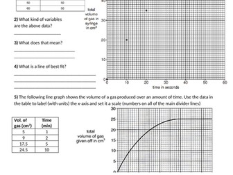 Line graphs worksheet for recording chemical reaction