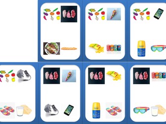 Dobble game in French, food and holiday vocabulary revision