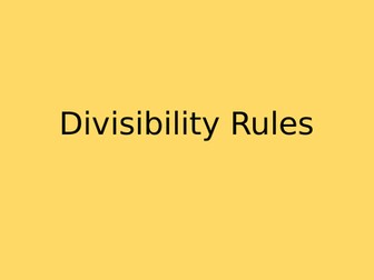 Divisibility Rules - Lower Ability