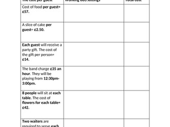 Queen's Jubilee Party- Maths Problem KS2