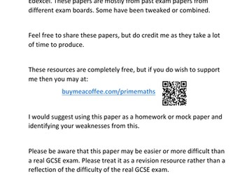 GCSE Maths Predicted Paper 2022 Edexcel 2F 2H