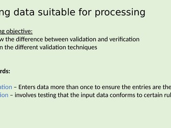 Making data suitable for processing