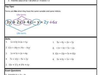 Revision - GCSE (F) - Algebra units