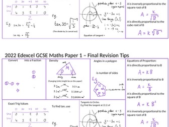 Edexcel Maths Higher GCSE Paper 1 - Last Minute Revision Tips