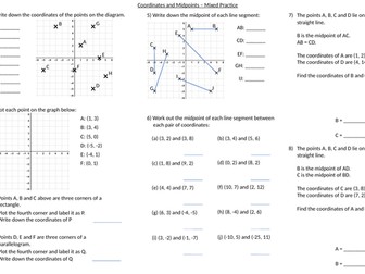Coordinates and Midpoints Worksheet
