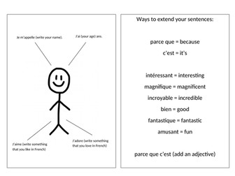French- Describing yourself support and stretch sheet