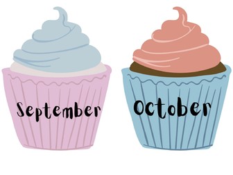 Birthday School Display Cakes with each month.