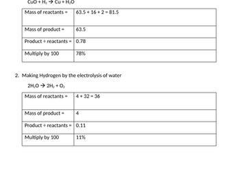 Atom economy worksheet with answers