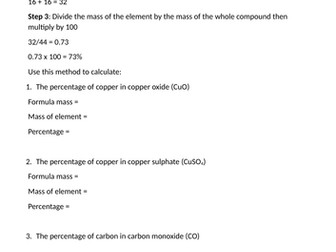 Percentage composition worksheet