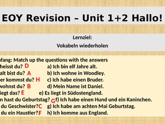 Y7 German - Echt Unit 1+2 Revision