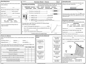 Activate 1 Physics Revision Sheets