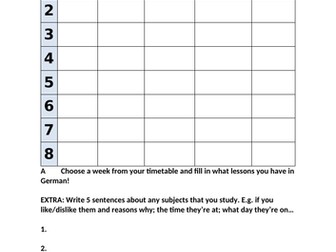 Y8 German - Mein Stundenplan