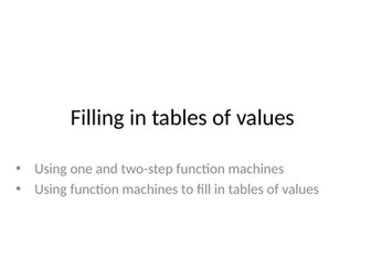 Table of Values using Function Machines - Low Ability