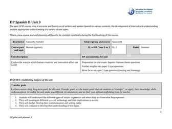 IB Unit  planners - Spanish SL/HL