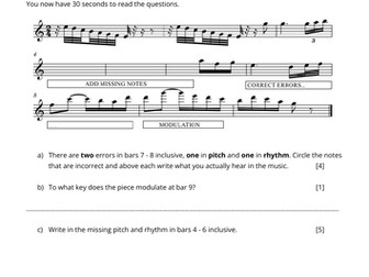 Eduqas Music A Level Q11 Melodic Dictation Listening Questions Set 2