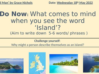 Island Man by Grace Nichols KS3 lesson