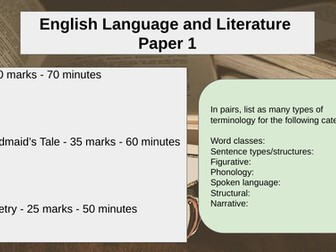 A Level Lang Lit Paper 1 Revision