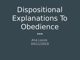 Dispositional Explanations to Obedience