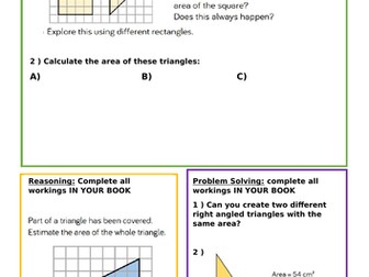 Area of a triangle worksheet (1 of 3)