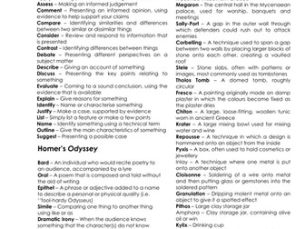 GCSE Classical Civilisations: Exam Command Words and Subject Specific Vocabulary (Homeric World)