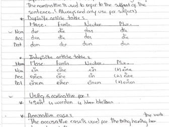 GCSE Grammar German AQA Booklet Handwritten