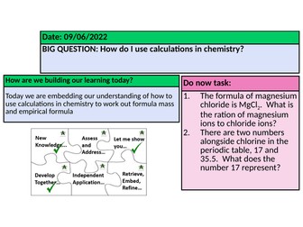 Calculations in chemistry revision