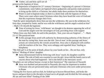 RE Marks Gospel quotes & notes AQA GCSE