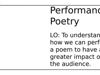 Performance Poetry KS2