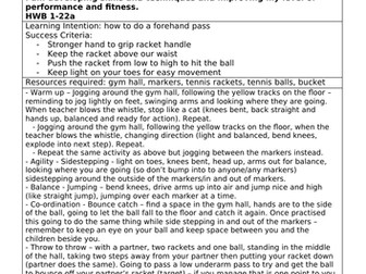 P3 Tennis Lesson Planning 6 week block
